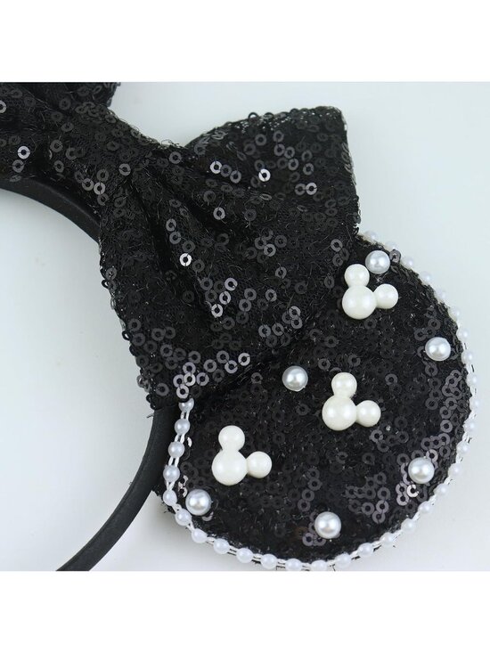 Women Black Polyester Velvet Mickey Mouse Halloween Costume Headband main image 4